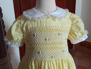 Robe smockée Tissu en coton de soie fait main - Product Image 2