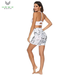 Venta al por mayor 100% algodón mujeres gimnasio pantalones cortos de cintura alta botín entrenamiento Yoga desgaste técnicas de teñido liso - Product Image 4