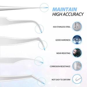 Pinzas de extensión de pestañas, juego de pinzas rectas de acero inoxidable de alta calidad - Product Image 2