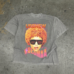 Haute qualité 100% coton Vintage lavage à l'acide o-cou T-Shirt hommes impression personnalisée Logo surdimensionné poids lourd solide motif microfibre - Product Image 3