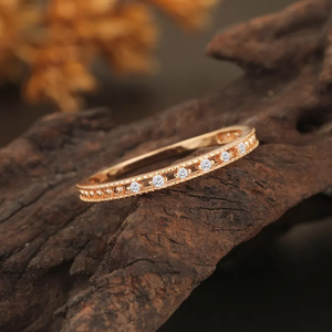 Bagues en diamant empilables uniques, bande assortie à motif milgrain pour toutes les occasions - Product Image 6