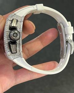 ロゴアイスアウトVVS Moissaniteダイヤモンド自動移動時計手作りアンティークステンレス鋼バンドインドサプライヤー