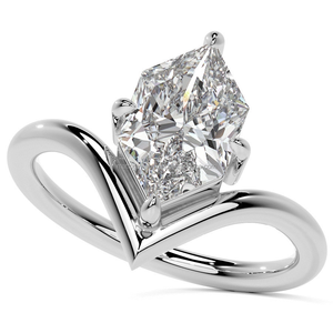 Chevron bague de mariage bande assortie 925 argent coupe hexagonale Moissanite diamant bague de fiançailles incurvée pour cadeau de noël - Product Image 1