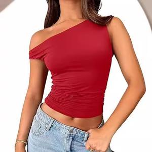 Fabricant de vêtements de marque été blanc Sexy demi manches débardeur marque de mode côtelé Yoga Crop Tops femmes - Product Image 6