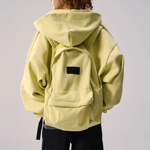 Nouveau sweat à capuche oversize tendance en coton Y2k vintage avec fermeture éclair et épaules tombantes, impression de logo personnalisé, sac à dos pour femme - Product Image 3