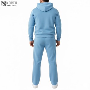 Ropa de calle vintage, Pantalón de algodón y lana, chándal con bordado desgastado, conjunto de chándal de lavado ácido acampanado personalizado - Product Image 2