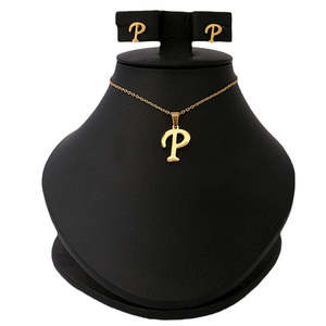 Women's Alphabetic <b>Locket</b> Set - Gold - Product Image 1