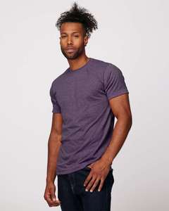 Tultex เสื้อยืดคอกลมชายสไตล์241ผ้าคอตตอนผสมโพลีคุณภาพสูงขายส่งเสื้อยืดสีม่วง - Product Image 1