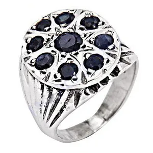 Anillo de Moda de Plata 925 con Gema de Zafiro para Mujer, para Joyería de Cóctel - Product Image 3