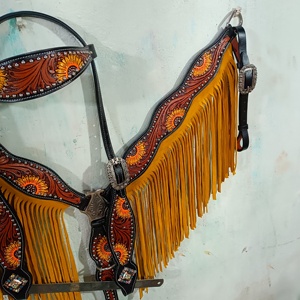Mejor Quality100 % cuero genuino Western Headstall & Breast Collar Set con pintura a mano proveedor de trabajo al por mayor fabricante - Product Image 5