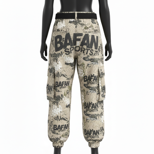 Pantalones Holgados para Mujer, Material de Sarga de Algodón Grueso, Color Cargo, Panel de Bolsillo, Puño Elástico, Logotipo Personalizado con Serigrafía, Pantalones Holgados en Venta - Product Image 2