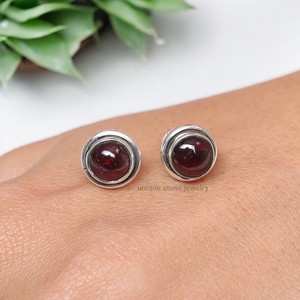 Boucles d'oreilles en argent sterling 925 faites à la main en grenat naturel bijoux fins avec placage à l'or bijoux de déclaration - Product Image 4