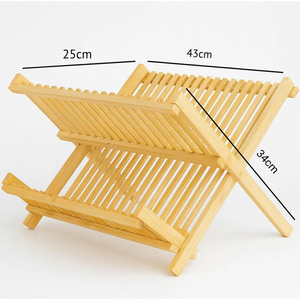 Égouttoir à vaisselle pliable moderne en bambou naturel à double niveau multifonctionnel - Product Image 3