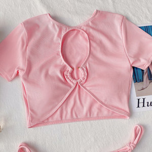 Traje de Baño de Dos Piezas con Estampado Floral, Talla Grande XL, Reversible, con Detalles Calados, Transpirable, Diseño Tropical - Product Image 4