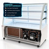 Réfrigérateur commercial pour gâteaux en tuyaux de cuivre, vitrine à gâteaux avec roulettes pour bar à desserts