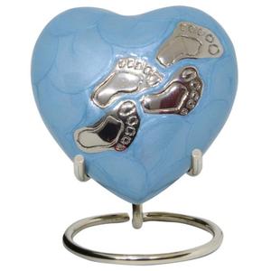 Impression de pied humains cendres urnes fournitures funéraires souvenir animaux et adultes cendres métal crémation urnes support libre coeur rose urne exportation - Product Image 2