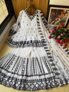 Nuevo conjunto de Top sharara de estilo Bollywood con hermosa Georgette completamente bordada y pesada con trabajo de bordado completamente cosido - Product Image 2