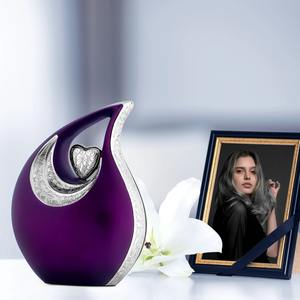 Urne en aluminium en forme de larme violette, urne funéraire pour cendres humaines, fournisseur en gros, usine directe, prix personnalisé, meilleur prix - Product Image 5