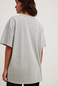 T-shirt femme gris chiné surdimensionné épaule tombante palangre 100% coton Premium coupe ample Streetwear décontracté Logo personnalisé t-shirt - Product Image 3