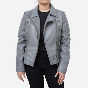 Veste en cuir de veau pour femme de haute qualité, mode d'hiver, 100% cuir véritable, tricotée, respirante, couleurs personnalisables, logo, laine peignée - Product Image 5