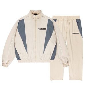 Novedades, Chándal de 2 Piezas con Diseño de Logotipo Personalizado para Hombre, Chaqueta Cortavientos con Bloques de Color y Pantalones, Conjunto Deportivo de Nylon - Product Image 1