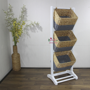 Nuevo Estante de Almacenamiento Artesanal de Jacinto de Agua y Seagrass, Hecho a Mano, Fábrica Artex Dong Thap, Vietnam, Modelo HG0202C-1WH - Product Image 3