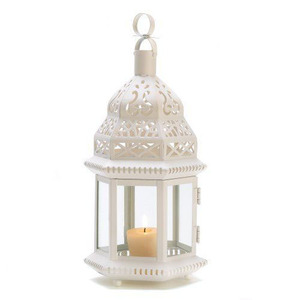 Linterna de hierro de Metal moderna de diseño exclusivo mejor valorada Acabado blanco El mejor precio para jardín Decoración al aire libre Linterna colgante - Product Image 2