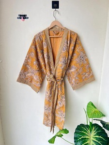 ชุดคลุมอาบน้ำสไตล์ฮิปปี้โบฮีเมียนชุดกิโมโนผ้าเนื้อนุ่มแบบอินเดียปักลายดอกไม้ - Product Image 4