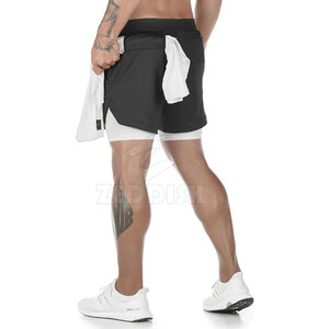 Short de sport le plus vendu Short de jogging en polyester spandex à séchage rapide avec fermeture à la taille élastique à motif solide - Product Image 3