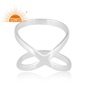 Vente chaude Fine Sterling Silver Cross Band Ring Bijoux personnalisés pour les femmes Cadeau pour sa bague de fête - Product Image 4