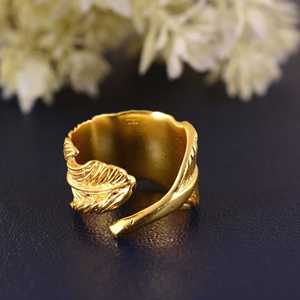 New Latest Best Design Boho Feather <b>Ring</b> Brass <b>Rings</b> For Women 18K Gold Plated Leaf <b>Ring</b> <b>Adjustable</b> <b>Ring</b> for Wholesale/OEM/ODM - Product Image 2