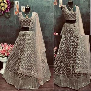 NEW DESIGNER BRIDAL WEAR HEAVY EMBROIDERY 5MM SEQUNCE WORK LEHENGAS CHOLI WITH DUPATTA - Product Image 3