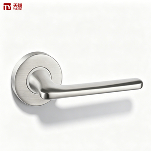 Poignée de porte à levier moleté en alliage de zinc nickel satiné de luxe moderne Tianyi OEM ODM pour portes de chambre - Product Image 1