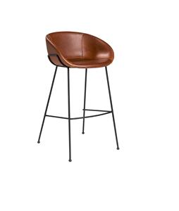 Silla moderna de barra de hierro con cuero genuino, duradera y ecológica para el hogar, cafetería, apartamento, sótano, uso al aire libre en Hotel, juego de barra - Product Image 1