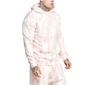 New Winter Collection Custom <b>Pink</b> Tie Dye Oversize <b>Men's</b> <b>Hoodie</b> Embroidery LOGO 100% Cotton Workout Gym Running <b>Hoodie</b> For <b>Men</b> - Product Image 2