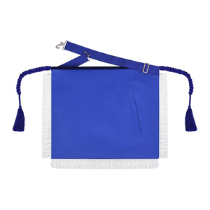 Tablier Blue Lodge Past Master Broderie à la main avec dentelle à franges argentées et cordon à glands - Product Image 3