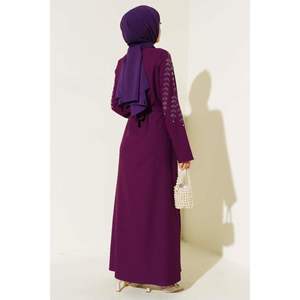 Abaya Violet avec manches ornées de pierres - Product Image 3