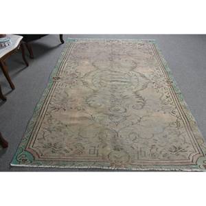 Alfombra de lana de retazos de pelo medio ecológica clásica Beige verde 5,4X8,4 pies diseño turco Aubusson sala de estar pasillo de noche - Product Image 3