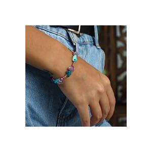 Azuris 925 Sterling <b>Silver</b> <b>Beaded</b> Bracelet with Turquoise and Amethyst Stones - Product Image 1