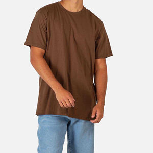 T-shirt pour homme 100% coton Logo personnalisé Design Qualité côtelé Col rond Oversize Épaule tombante Streetwear T-shirt vierge pour homme - Product Image 1