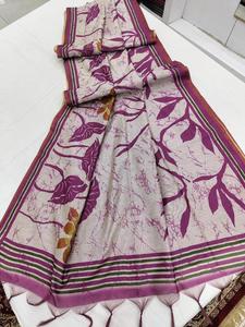 Vêtements occasionnels en soie Dhanwari avec imprimé floral et bordure Zari Saree Fabricant d'Inde au taux le plus bas - Product Image 4