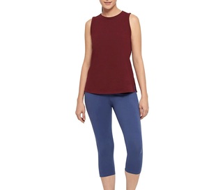 Best Quality Women's Solid Color Knitted Tank <b>Top</b> Crew Neck Sleeveless Breathable Regular Length <b>Maroon</b> - Product Image 5
