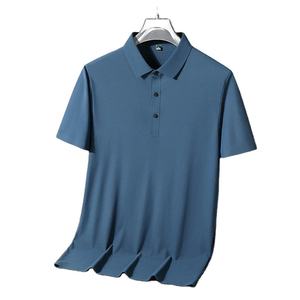 Verano de gama alta para hombres para Polo transpirable seda de hielo Color sólido nueva media manga Casual solapas negocios-apropiado fino - Product Image 2