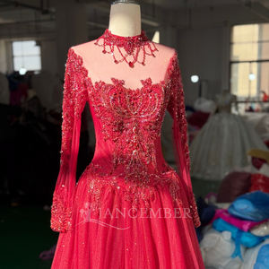 ชุดราตรีทรงเอไลน์ผ้าทูลสีแดงสวยหรู แขนยาว รุ่น Jancember XS256 เหมาะสำหรับงานปาร์ตี้ - Product Image 4