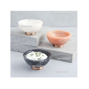 Bol de service en marbre blanc de conception fantastique avec bol de service de fruits de forme ronde de qualité exclusive à des prix acceptables - Product Image 2