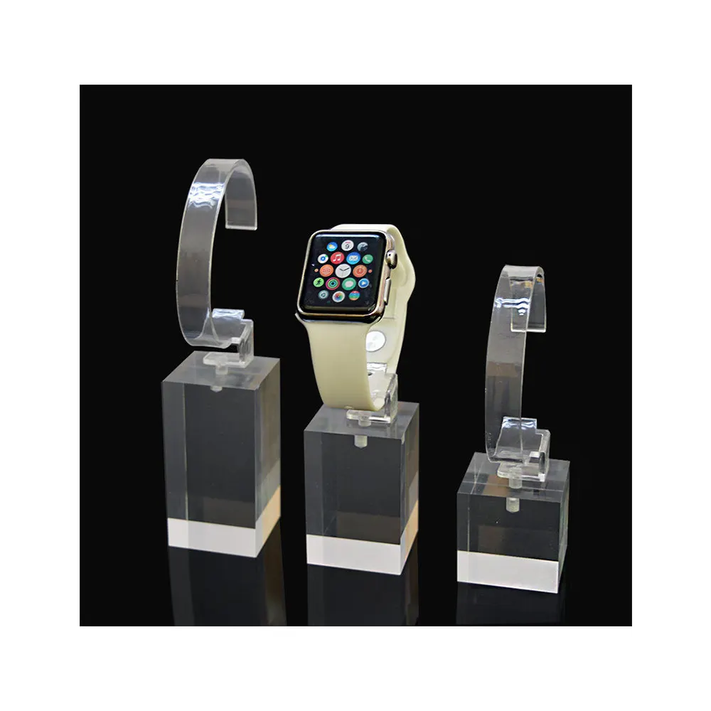Jam tangan akrilik kristal dudukan tampilan Tradeshow gelang wadah jam tangan pameran alat rak C cincin pergelangan tangan penyangga braket jam tangan