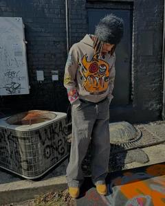 Sudadera con capucha de gran tamaño con estampado de letras a la moda gótica para hombre Y2K moda Harajuku hombre hoodi sudadera con cremallera suelta que combina con todo - Product Image 5