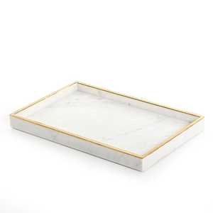 Frais Marbre Poignée En Métal Alimentaire Petit Déjeuner Plateau de service En Gros Décoratif Rustique Transportant de La Nourriture Articles Ménagers Couverts Plateau - Product Image 5