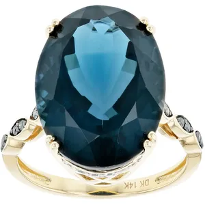 Eternal Sky: London Blue Topaz 14k cincin emas kuning | Ekspresi abadi keanggunan dan perhiasan kecantikan yang menawan