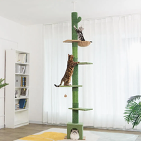 Promotion : Arbre à chat réglable en hauteur du sol au plafond avec niche, poteaux à gratter en sisal, tour pour chats d'intérieur